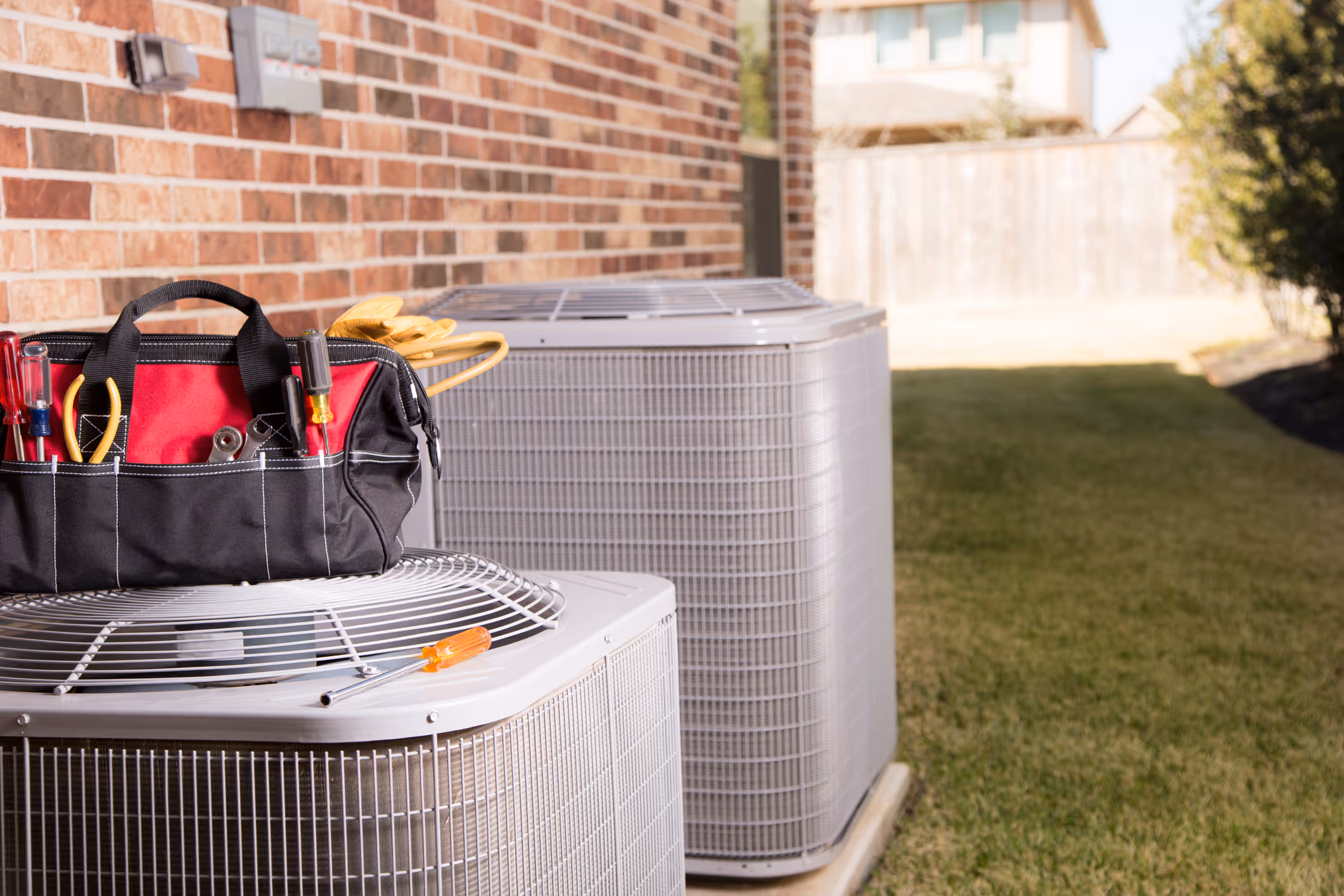 HVAC service work in progress