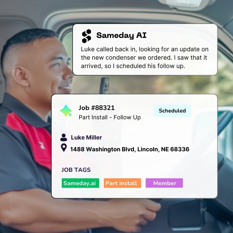 Sameday AI dispatching an inbound call